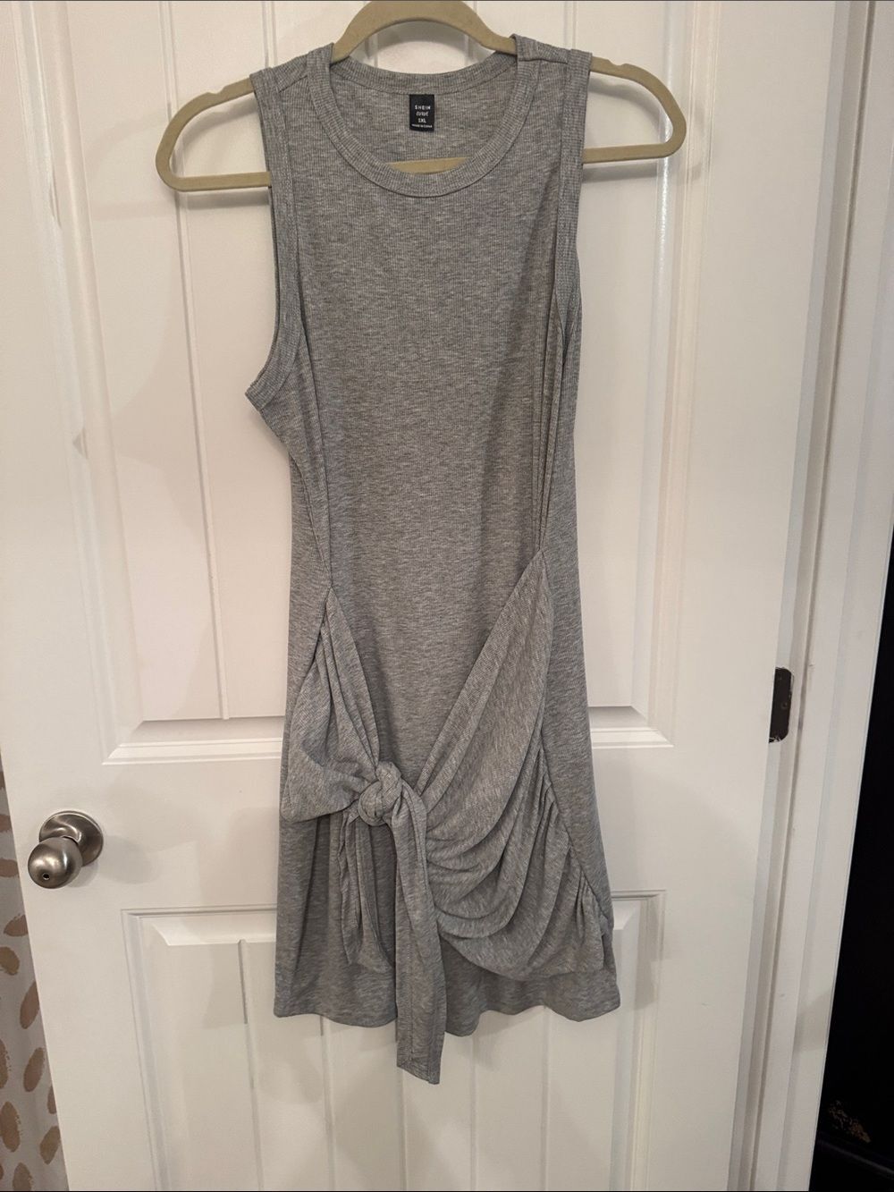 SHEIN Gray Sleeveless Tie-Front Mini Dress